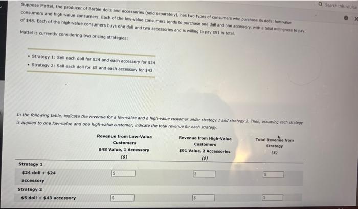 Solved Suppose Mattel, the producer of Barbie dolls and | Chegg.com