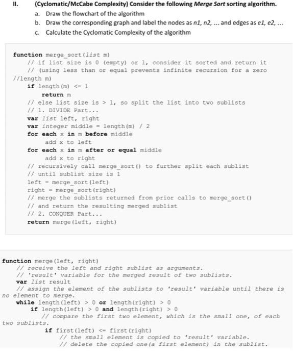 Solved II. (Cyclomatic/McCabe Complexity) Consider the | Chegg.com