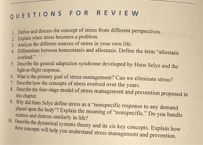 Solved QUESTIONS FOR REVIEW 1. Define and discuss the