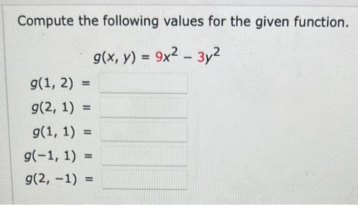Solved Compute the following values for the given function. | Chegg.com