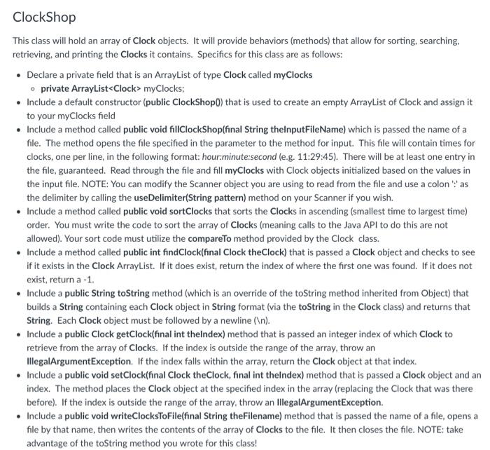 Solved Here's some code from Clock.java that I was able to | Chegg.com