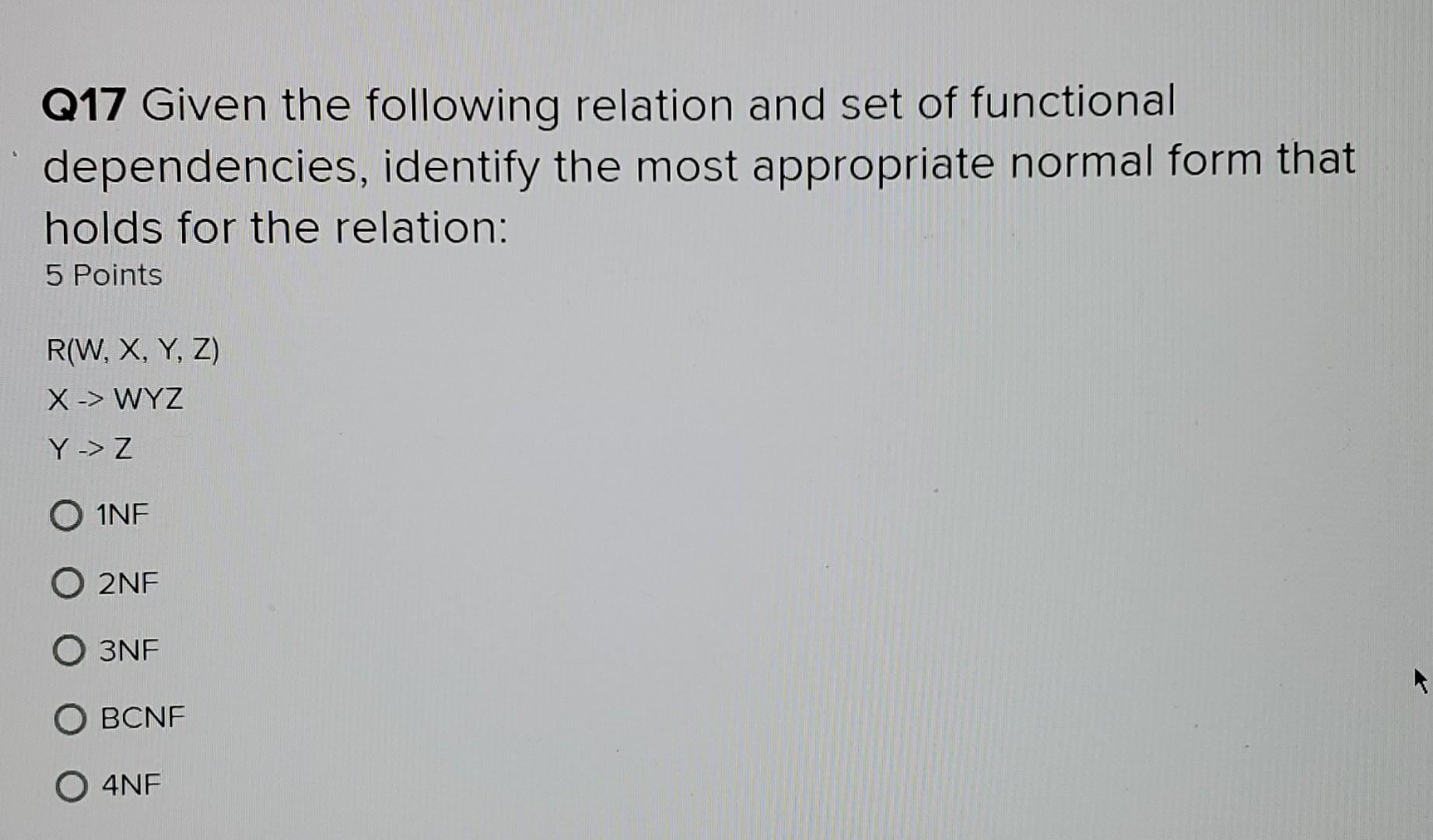 Solved Q17 Given The Following Relation And Set Of | Chegg.com