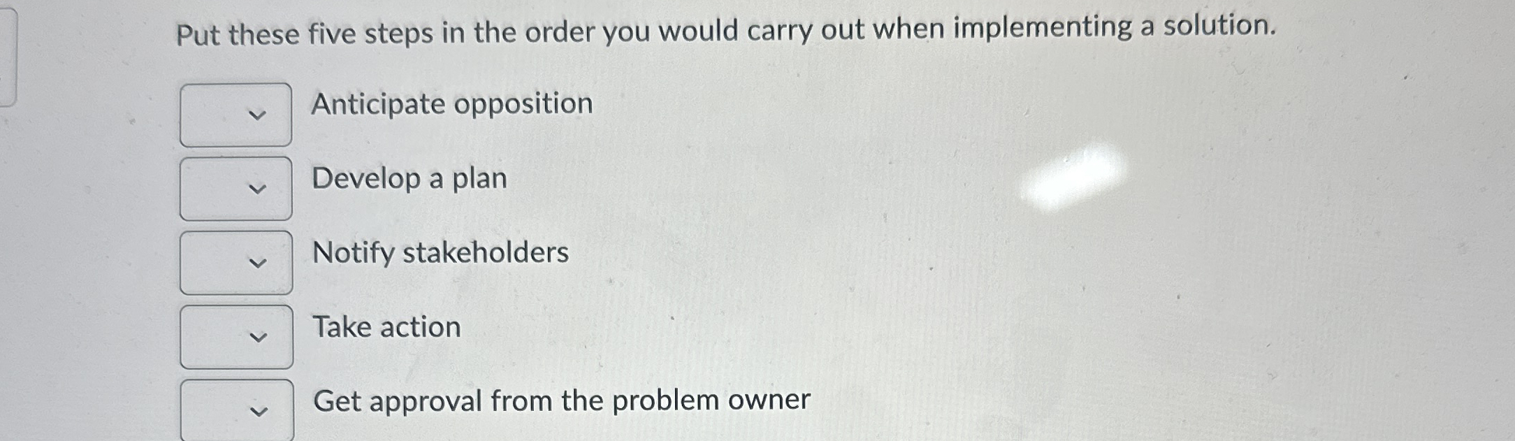 Solved Put these five steps in the order you would carry out | Chegg.com