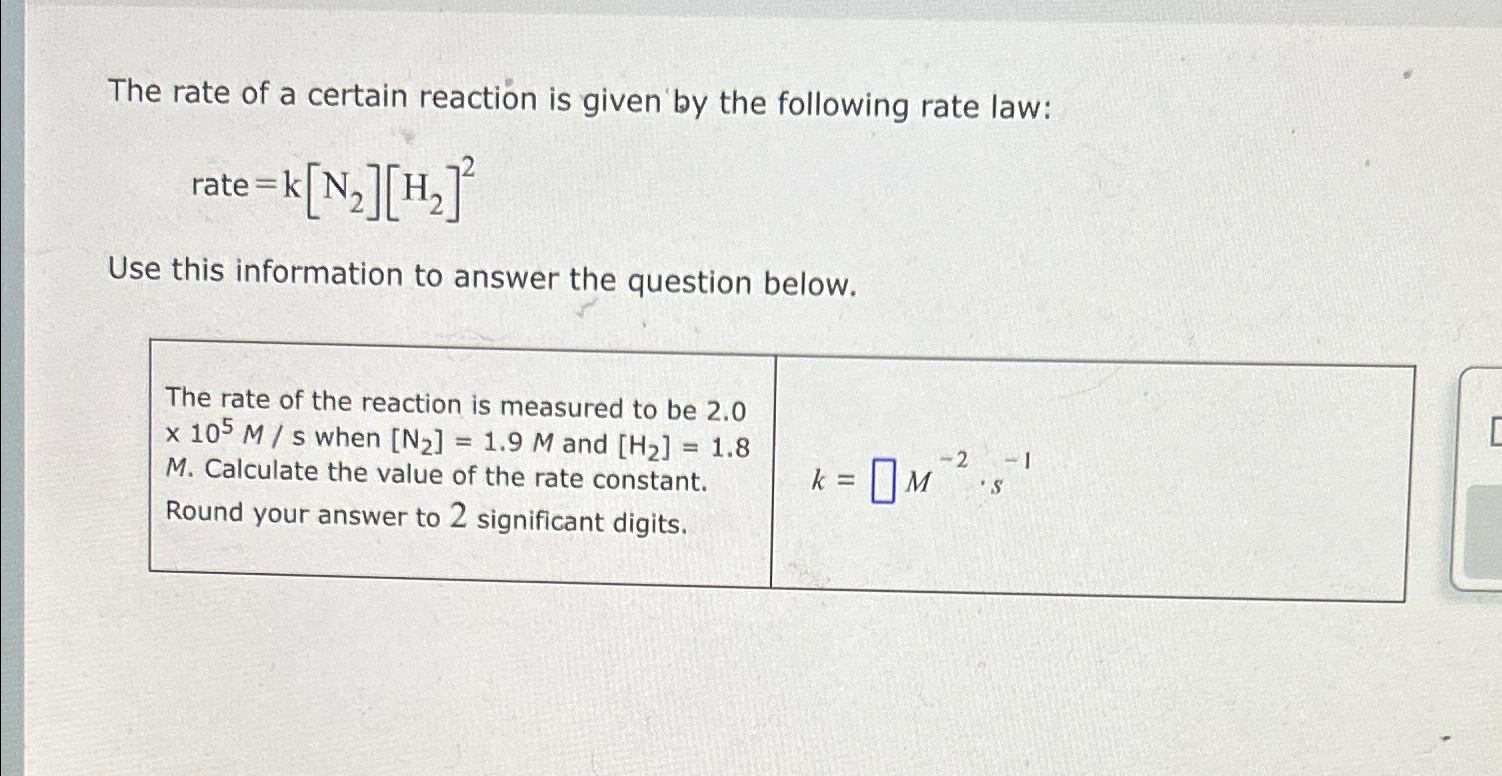 Solved The rate of a certain reaction is given by the | Chegg.com