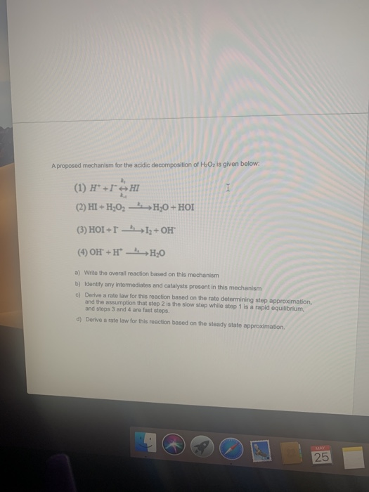 Solved A proposed mechanism for the acidic decomposition of | Chegg.com