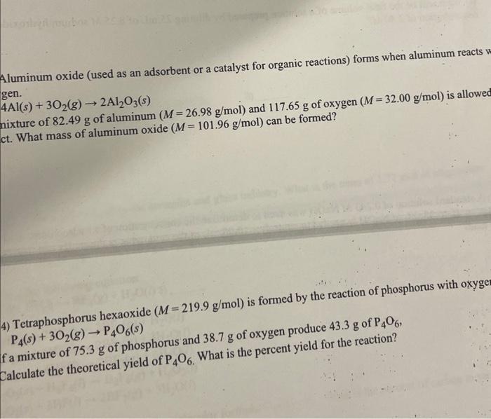 Solved Aluminum oxide (used as an adsorbent or a catalyst