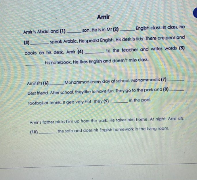 Solved Amir Amir Is Abdul And 1 Son He Is In Mr 2 Chegg Com