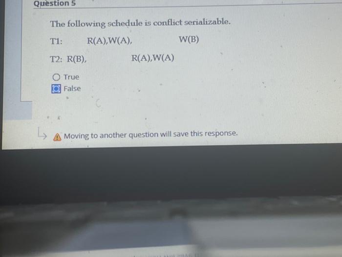 Solved The Following Schedule Is Conflict Serializable. T2: | Chegg.com