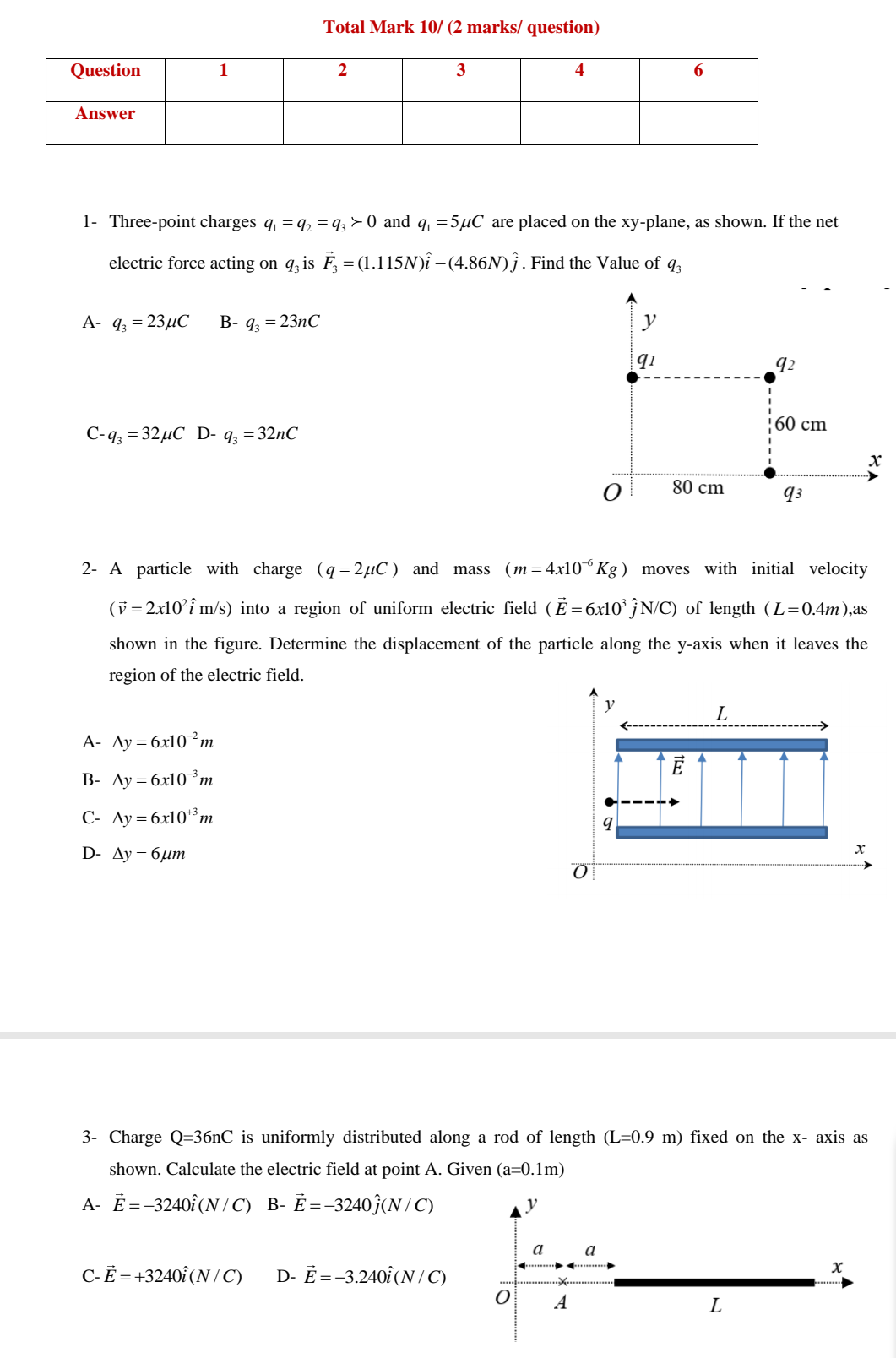 Solved Total Mark 10 2 Marks Question Question 1 2 3 4 Chegg Com