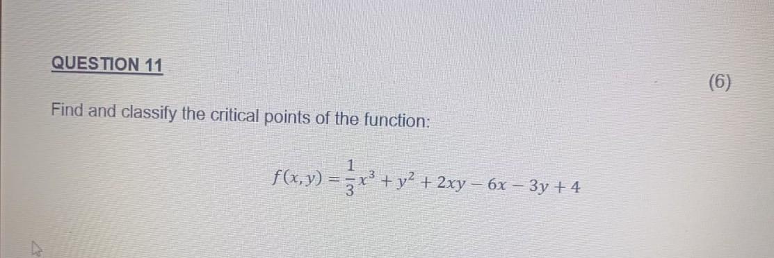 Solved (6) Find and classify the critical points of the | Chegg.com