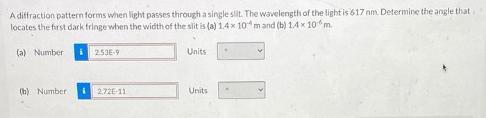 Solved A diffraction pattern forms when light passes through | Chegg.com