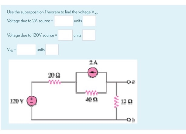 Solved Use the superposition Theorem to find the voltage Vab | Chegg.com
