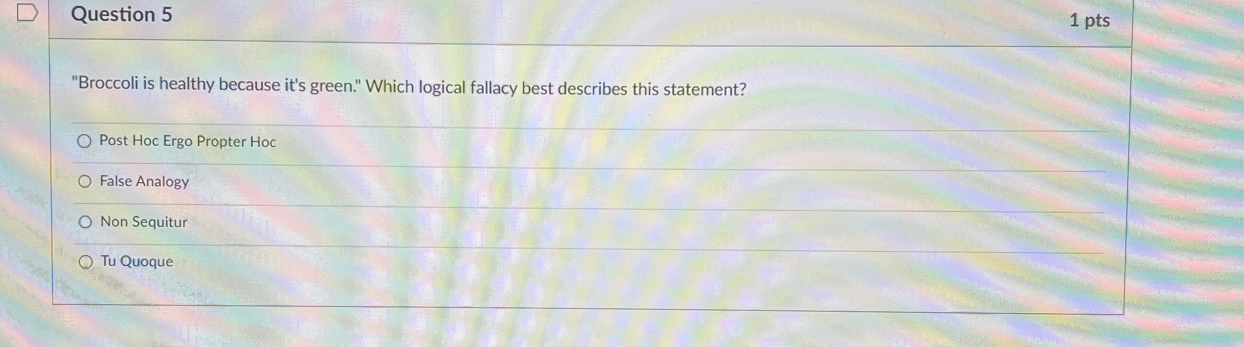 Solved Question 51 ﻿pts"Broccoli Is Healthy Because It's | Chegg.com