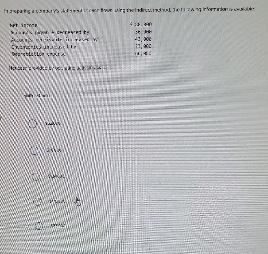 Solved In preparing a company's statement of cash flows | Chegg.com