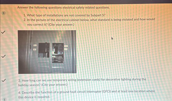 Answer the following questions electrical safety | Chegg.com