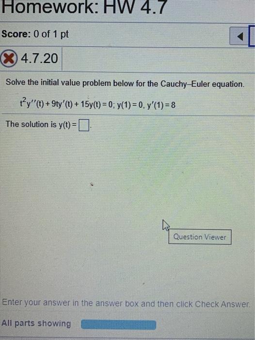 Solved Homework: HW 4.7 Score: 0 of 1 pt X 4.7.20 Solve the | Chegg.com