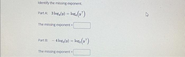 Solved Identify the missing exponent. Part A: | Chegg.com