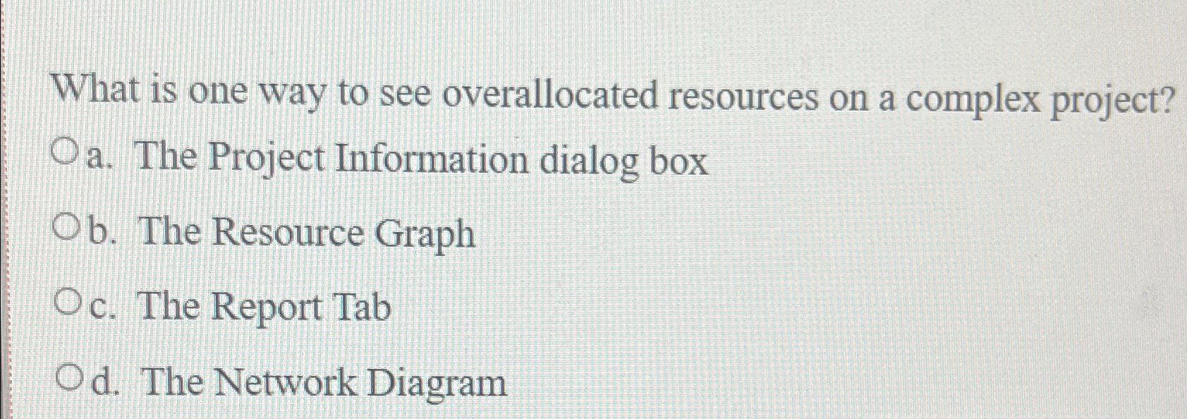 Solved What is one way to see overallocated resources on a | Chegg.com