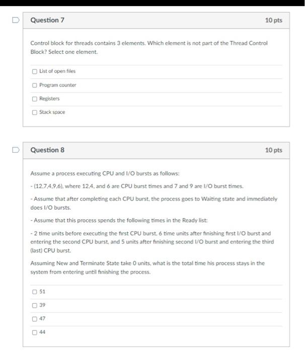 Solved Control block for threads contains 3 elements. Which