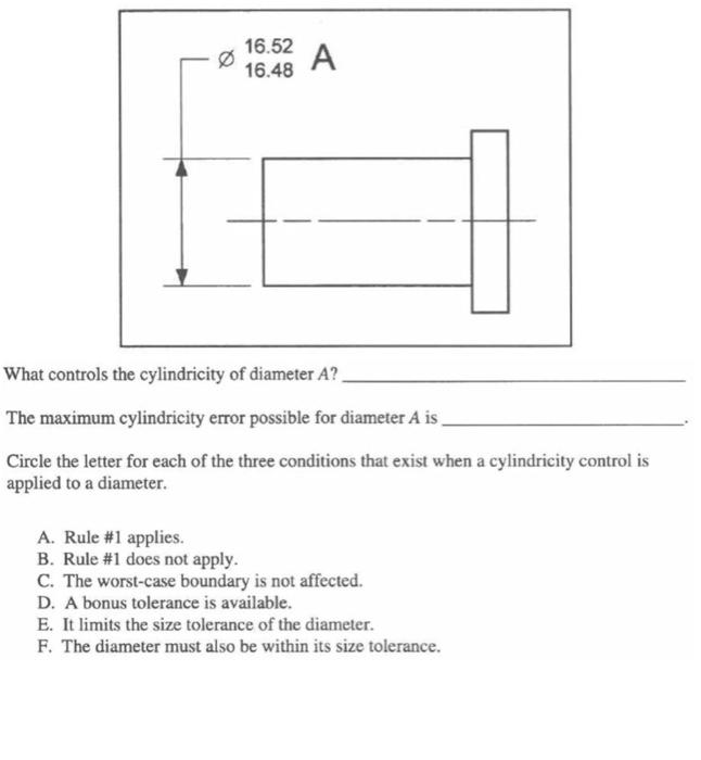 Solved What controls the cylindricity of diameter A ? The | Chegg.com