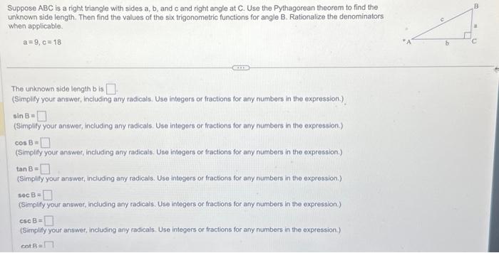 Solved Suppose ABC is a right triangle with sides a,b, and c | Chegg.com