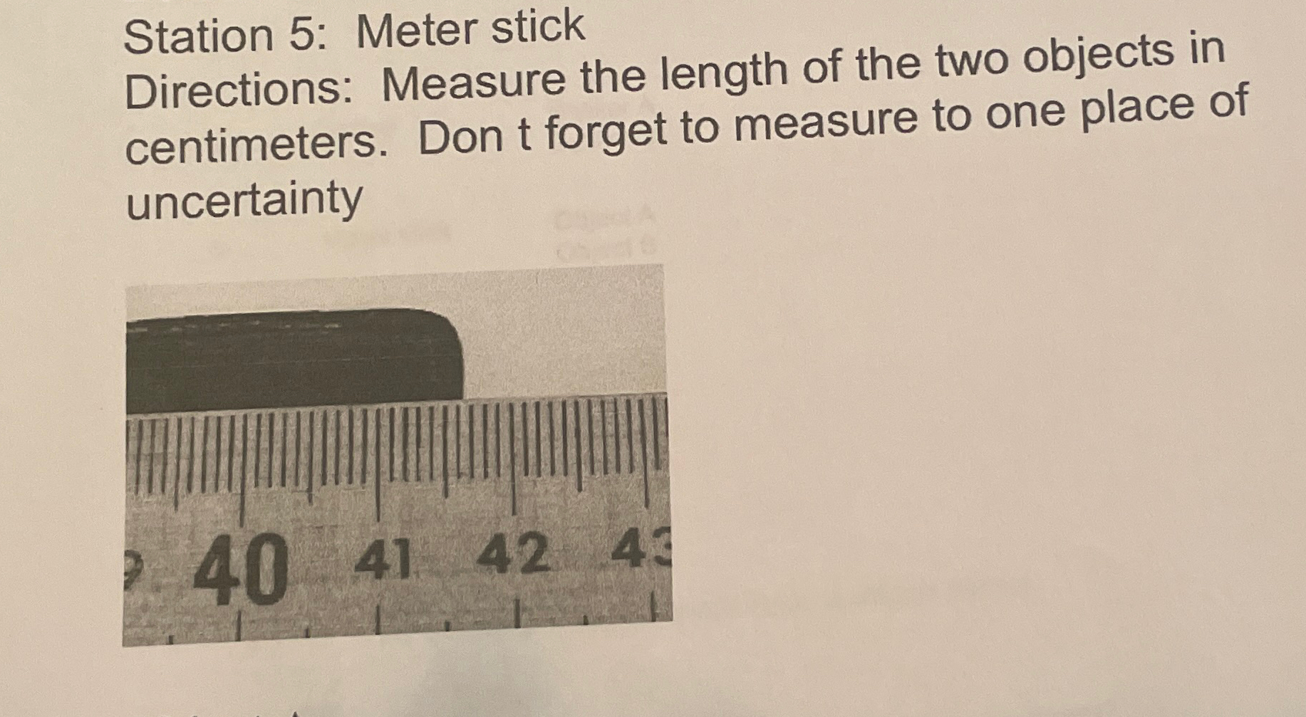 Solved Station 5: Meter stickDirections: Measure the length | Chegg.com