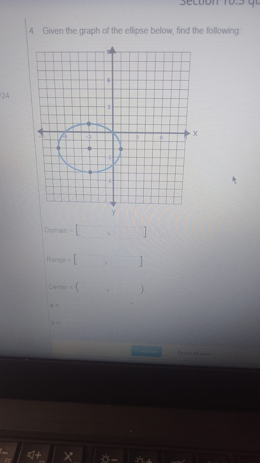 Solved Given the graph of the ellipse below, find the | Chegg.com