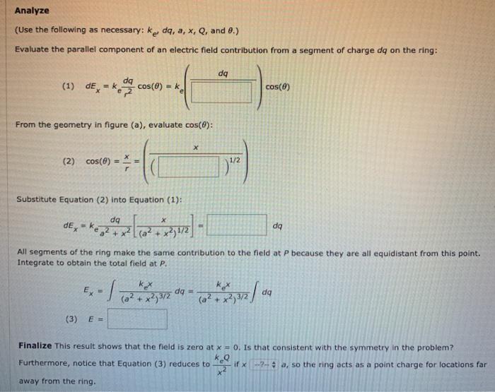 Solved The Electric Field of a Uniform Ring of Charge A ring | Chegg.com