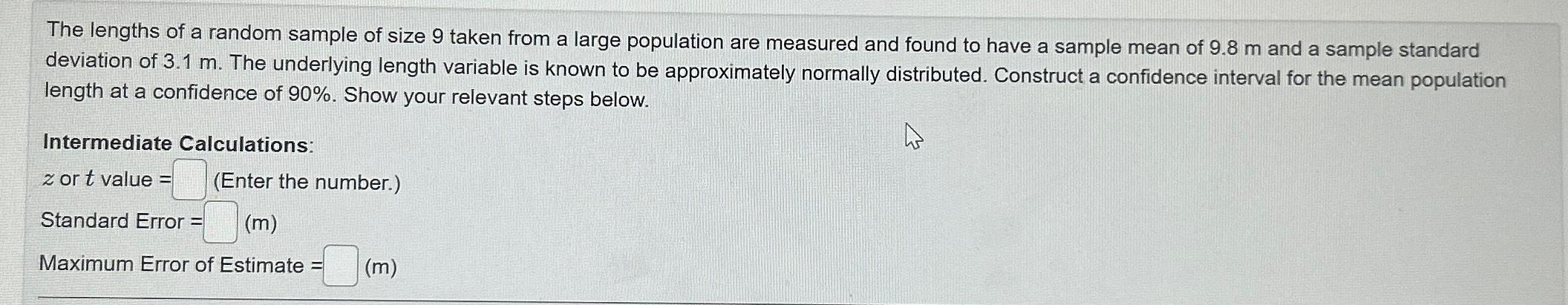 Solved The lengths of a random sample of size 9 ﻿taken from | Chegg.com