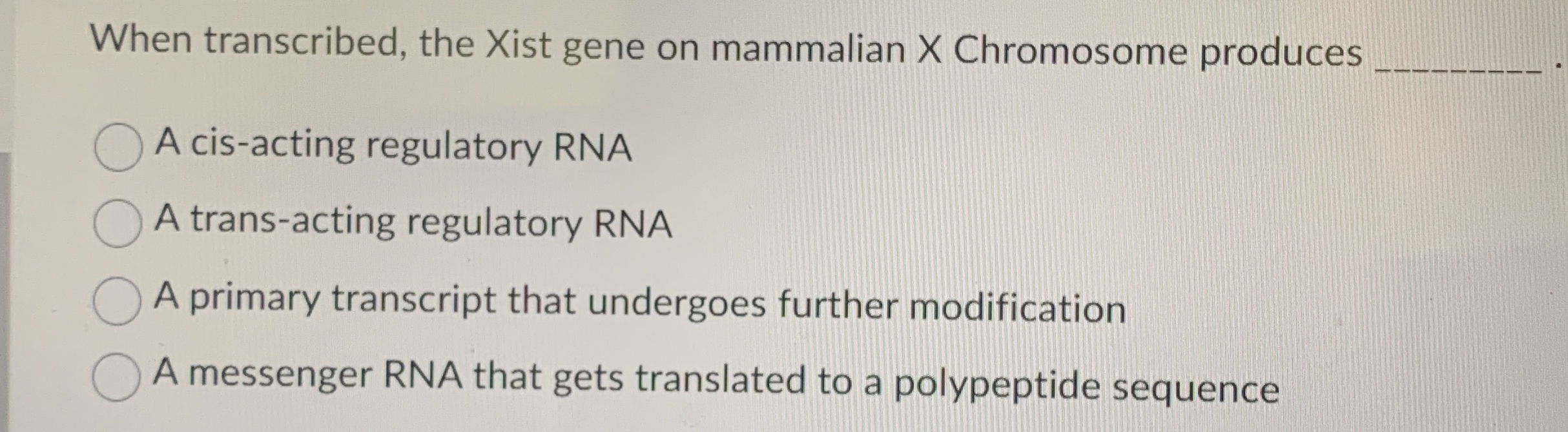 Solved When transcribed, the Xist gene on mammalian X | Chegg.com