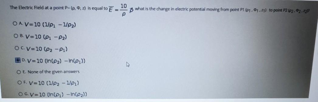 Solved The Electric Field at a point P=(p., z) is equal to E | Chegg.com