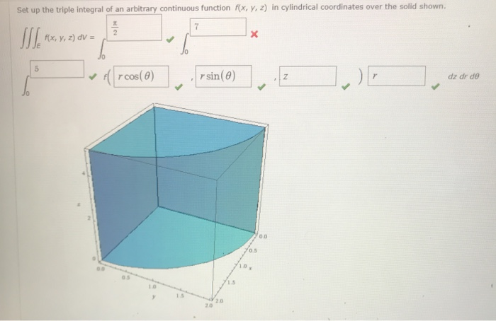 Solved Set up the triple integral of an arbitrary continuous | Chegg.com