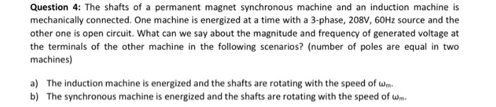 Solved Question 4: The shafts of a permanent magnet | Chegg.com