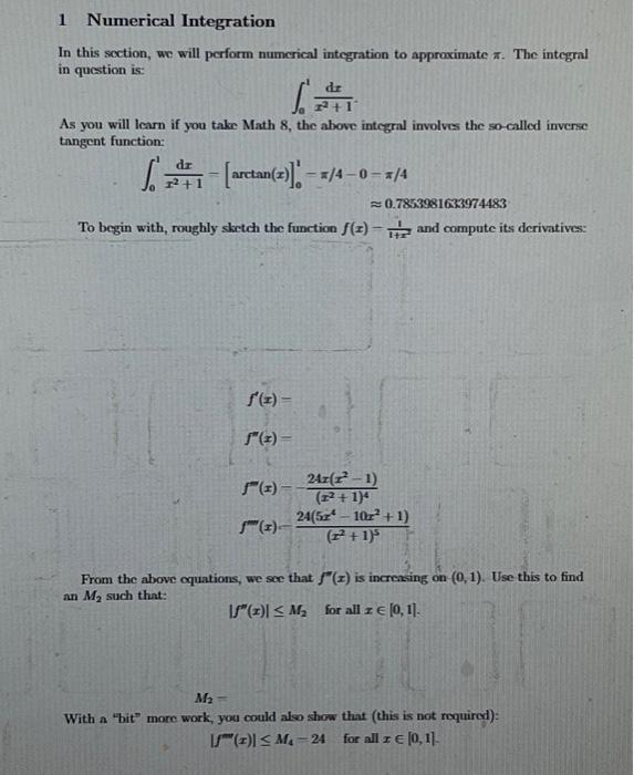 Solved 1 Numerical Integration In this section, we will | Chegg.com