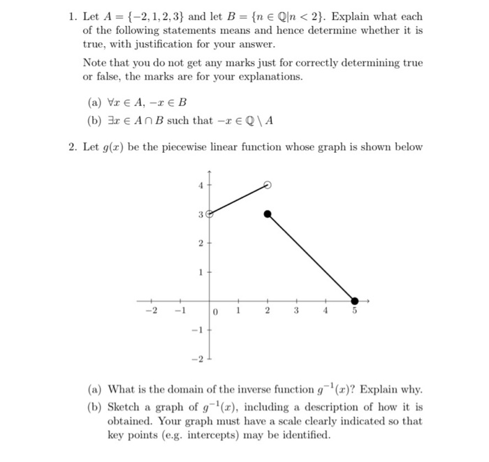 Solved 1. Let A = {-2, 1, 2, 3} And Let B = {n E Q]n