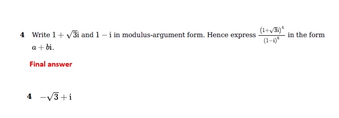 Solved 4 ﻿Write 1+32i and 1-i ﻿in modulus-argument form. | Chegg.com