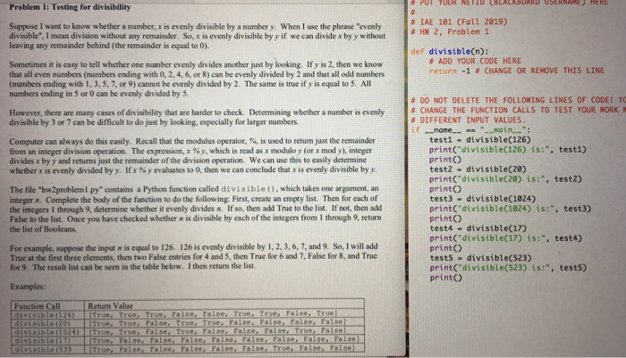 Solved Problem 1: Testing for divisibility YUI TUU NETU | Chegg.com