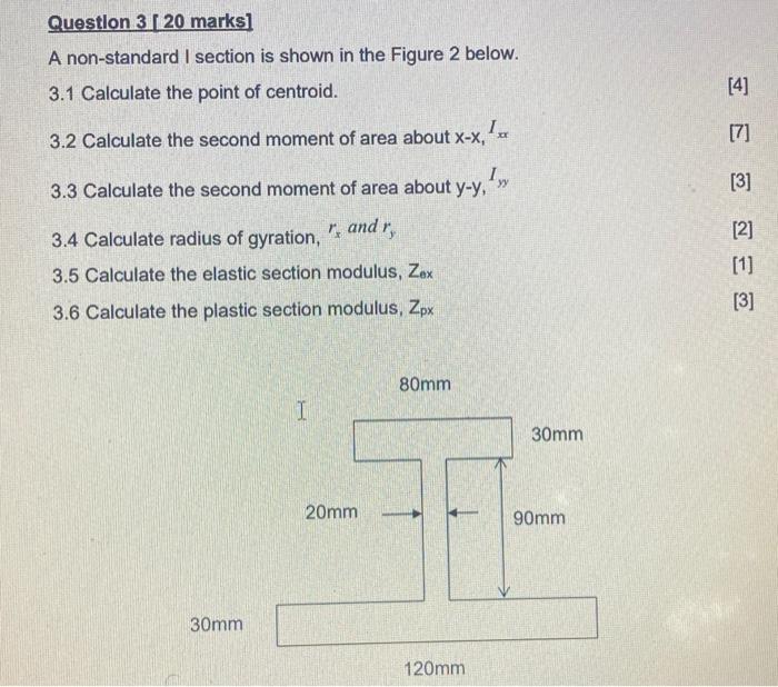 Solved Question 3 [ 20 marks] A non-standard I section is | Chegg.com