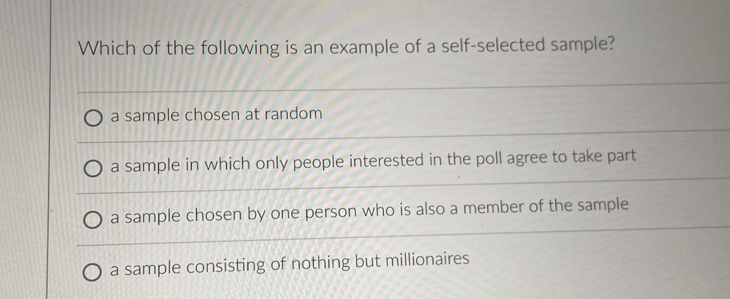 Solved Which of the following is an example of a | Chegg.com