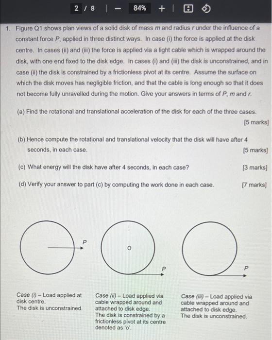 Solved 2/8 | - 84% + 10 1. Figure Q1 shows plan views of a | Chegg.com