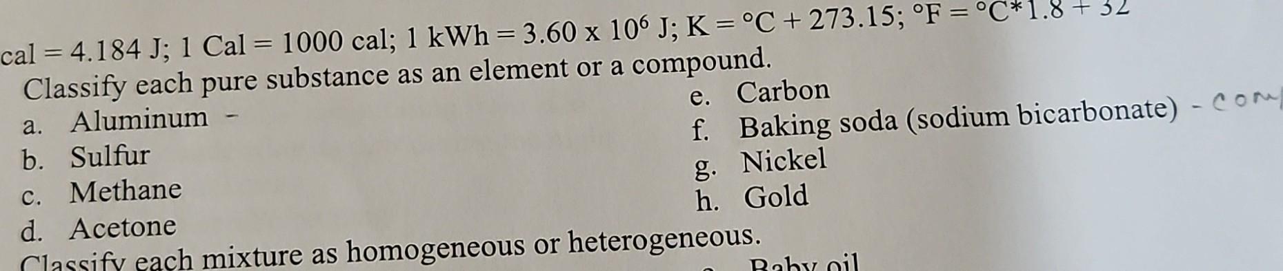 Solved cal=4.184 J;1Cal=1000cal;1kWh=3.60×106 | Chegg.com