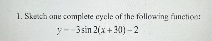 Solved 1. Sketch one complete cycle of the following | Chegg.com