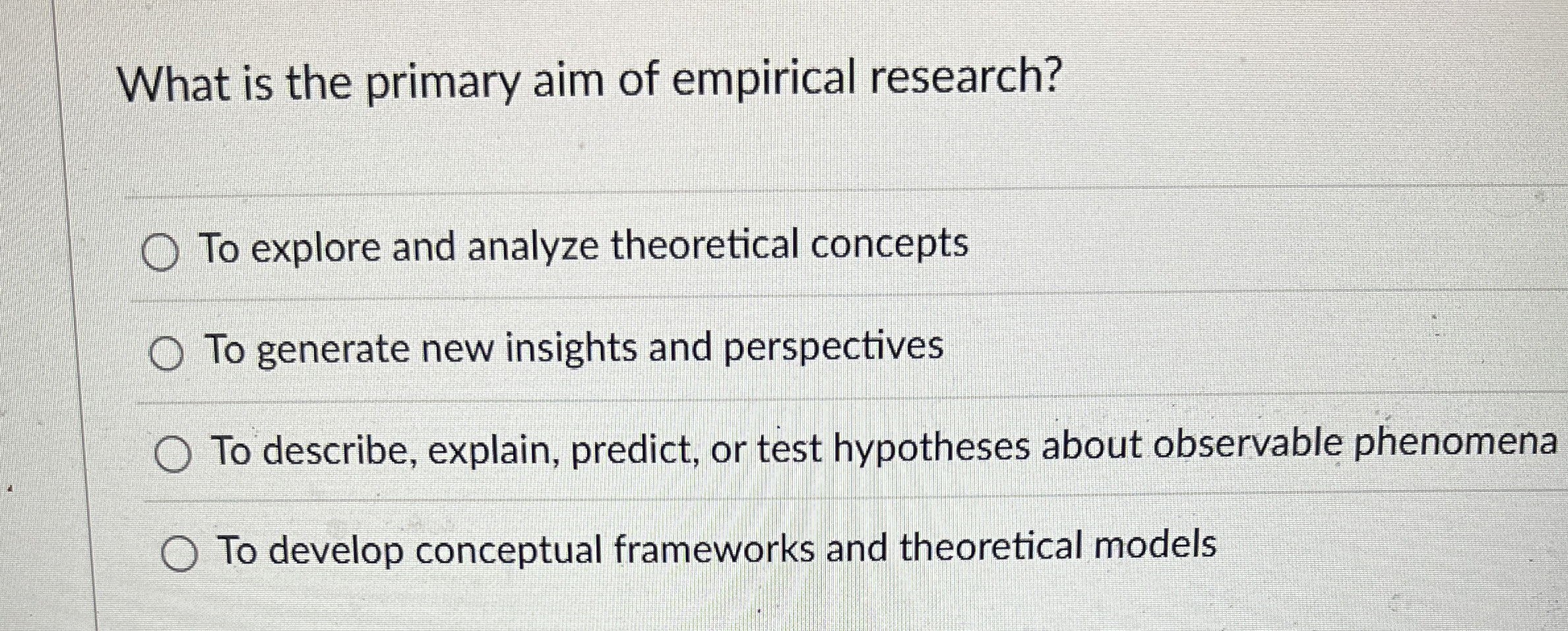 Solved What is the primary aim of empirical research?To | Chegg.com