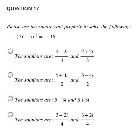 Square Root Property Example Problems Solved Please use the square root property to solve the | Chegg.com
