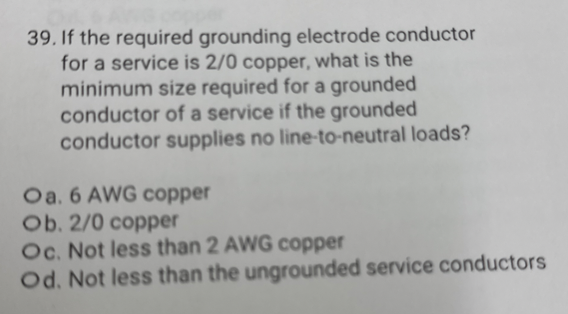 Solved If the required grounding electrode conductor for a
