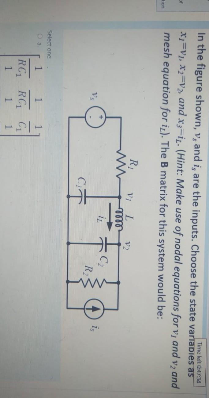 Solved Time left 0:47:34 af In the figure shown, v, and is | Chegg.com