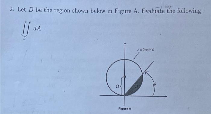 Solved 2. Let D be the region shown below in Figure A. | Chegg.com