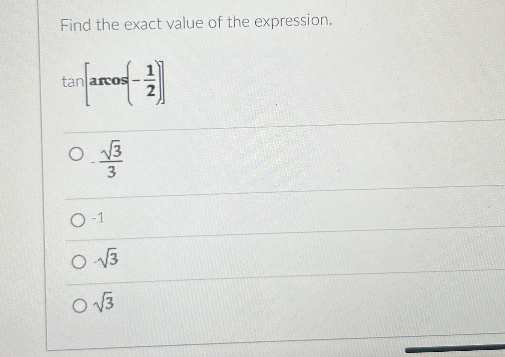 Solved Find the exact value of the | Chegg.com