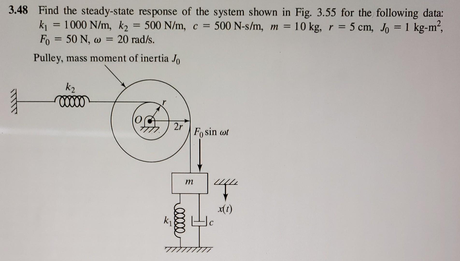 Solved Find The Steady State Response Of The System Shown Or Cheggcom
