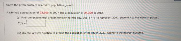 Solved Solve the given problem related to population growth | Chegg.com